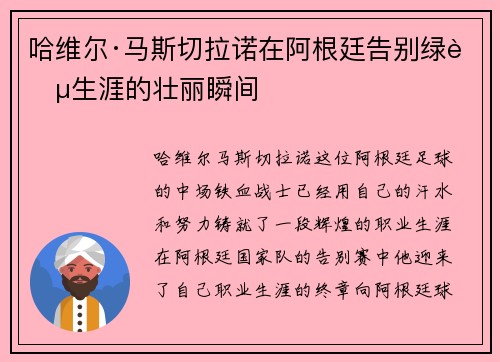 哈维尔·马斯切拉诺在阿根廷告别绿茵生涯的壮丽瞬间